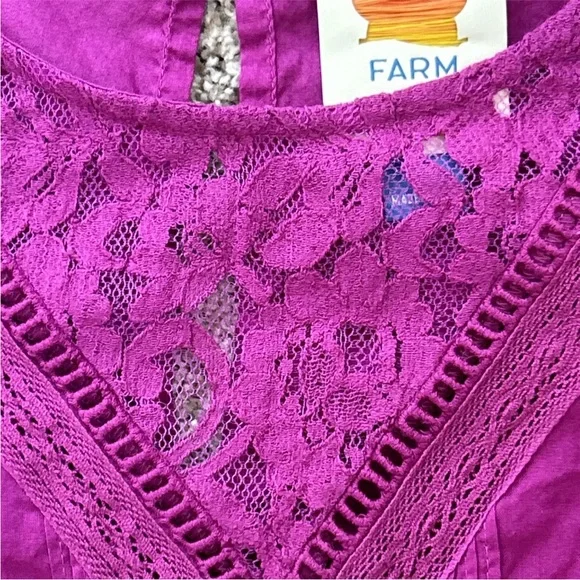 FARM RIO Anthropologie size S KELSIE Eyelet Blouse Top Magenta Purple - Picture 7 of 8